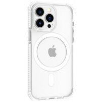 Прозрачен кейс с цветна рамка и MagSafe за iPhone 15 Pro - бял