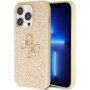 Guess Fixed Glitter 4G Metal Logo блестящ кейс за iPhone 15 Pro Max - златен