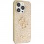 Guess Fixed Glitter 4G Metal Logo блестящ кейс за iPhone 15 Pro Max - златен