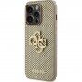 Guess Perforated 4G Glitter Metal Logo кейс за iPhone 14 Pro Max - златен