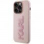 Karl Lagerfeld 3D Rubber Glitter Logo Karl кейс за iPhone 15 Pro Max - розов