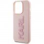 Karl Lagerfeld 3D Rubber Glitter Logo Karl кейс за iPhone 15 Pro Max - розов