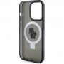 Karl Lagerfeld Ringstand Karl and Choupette кейс със сгъваема стойка и MagSafe за iPhone 15 Pro - черен