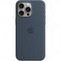 Оригинален Apple силиконов кейс с MagSafe за iPhone 15 Pro Max - син като буря