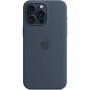 Оригинален Apple силиконов кейс с MagSafe за iPhone 15 Pro Max - син като буря
