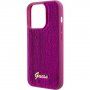 Guess Sequin Script Logo кейс с пайети за iPhone 15 Pro - цвят фуксия