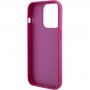 Guess Sequin Script Logo кейс с пайети за iPhone 15 Pro - цвят фуксия