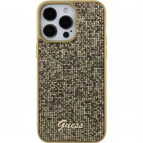 Guess Square Mirror Script Logo кейс за iPhone 15 Pro Max - златен