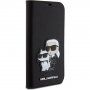 Karl Lagerfeld Saffiano Karl and Choupette NFT флип калъф за iPhone 15 - черно