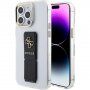 Guess Grip Stand 4G Metal Logo прозрачен кейс със стойка за iPhone 15 Pro Max - прозрачен