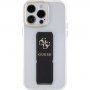 Guess Grip Stand 4G Metal Logo прозрачен кейс със стойка за iPhone 15 Pro Max - прозрачен
