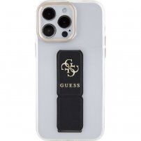 Guess Grip Stand 4G Metal Logo прозрачен кейс със стойка за iPhone 15 Pro Max - прозрачен