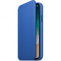 Оригинален Apple Folio кожен калъф за iPhone X - електрическо синя