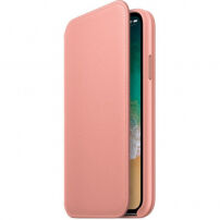 Оригинален Apple Folio кожен калъф за iPhone X - бледо розова