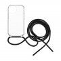 FIXED Pure Neck прозрачен кейс с каишка за iPhone 15 Plus - черен