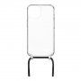 FIXED Pure Neck прозрачен кейс с каишка за iPhone 15 Plus - черен