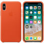 Оригинален Apple кожен калъф за iPhone X - ярко оранжево