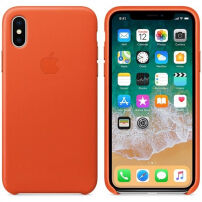 Оригинален Apple кожен калъф за iPhone X - ярко оранжево