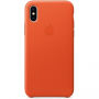 Оригинален Apple кожен калъф за iPhone X - ярко оранжево