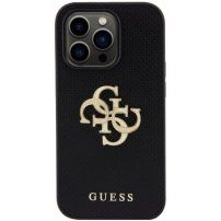 Guess Perforated 4G Glitter Metal Logo кейс за iPhone 14 Pro Max - черен