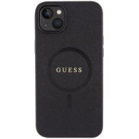 Guess Saffiano кейс с MagSafe за iPhone 15 Plus - черен
