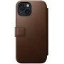Nomad Modern Leather Folio флип калъф с MagSafe за iPhone 15 - кафяв