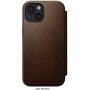 Nomad Modern Leather Folio флип калъф с MagSafe за iPhone 15 - кафяв