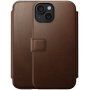 Nomad Modern Leather Folio флип калъф с MagSafe за iPhone 15 - кафяв