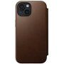 Nomad Modern Leather Folio флип калъф с MagSafe за iPhone 15 Plus - кафяв