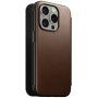 Nomad Modern Leather Folio флип калъф с MagSafe за iPhone 15 Pro Max - кафяв