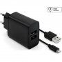 FIXED мрежово зарядно 15W 2xUSB с USB-A / Lightning кабел - MFi за iPhone / iPad - черна