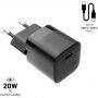 FIXED mini зарядно 20W USB-C с USB-C / USB-C кабел - PD за iPhone / iPad - 1 м - черна