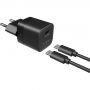 FIXED mini зарядно 30W USB-C с USB-C / USB-C кабел - PD за iPhone / iPad - 1 м - бял