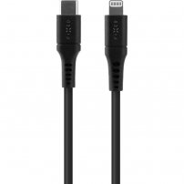FIXED Liquid silicone кабел за зареждане и пренос на данни PD 60W USB-C / Lightning - MFi за iPhone / iPad / iPod / AirPods - 2 м - черен