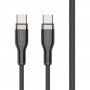 FIXED плетен кабел за зареждане и пренос на данни PD 100W USB-C / USB-C за iPhone / iPad / MacBook / AirPods - 2 м - черен