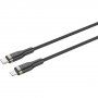 FIXED плетен кабел за зареждане и пренос на данни PD 60W USB-C / Lightning - MFi за iPhone / iPad iPod / AirPods - 2 м - черен