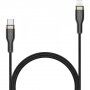 FIXED плетен кабел за зареждане и пренос на данни PD 60W USB-C / Lightning - MFi за iPhone / iPad iPod / AirPods - 2 м - черен