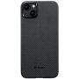 Pitaka MagEZ 4 600D кейс с мотив на въглеродни влакна за iPhone 15 Plus - сив