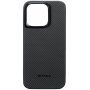 Pitaka MagEZ 4 600D кейс с мотив на въглеродни влакна за iPhone 15 Pro - сив