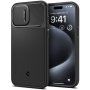 Spigen Optik Armor MagFit устойчив кейс с подвижна защита на камерата и MagSafe за iPhone 15 Pro Max - черен
