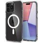 Spigen Ultra Hybrid MagFit прозрачен кейс с бял MagSafe за iPhone 15 Pro - прозрачен
