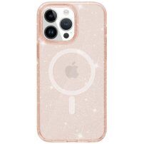 Прозрачен кейс с MagSafe с пайети за iPhone 15 Pro Max - розово златен
