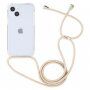 Прозрачен кейс с връзка за iPhone 15 Plus - бежов