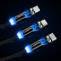 FLOVEME Round магнитен кабел USB-A / USB-C / Micro USB / Lightning за iPhone / iPad / iPod / AirPods - 1 m - сребърна