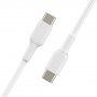 BELKIN BOOST Charge устойчив кабел за зареждане и пренос на данни USB-C / USB-C за iPhone / iPad / MacBook / AirPods - 1 м - бял