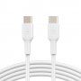 BELKIN BOOST Charge устойчив кабел за зареждане и пренос на данни USB-C / USB-C за iPhone / iPad / MacBook / AirPods - 1 м - бял