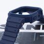 Устойчив силиконов калъф с магнитна каишка за Apple Watch Ultra 49мм - тъмнозелено