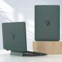 Матов прозрачен калъф с отваряща се стойка за MacBook Air 15" (A2941 / A3114) - тъмнозелен