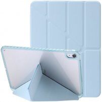 Калъф с прозрачна задна страна и стойка оригами за iPad 10.9" (2022) - синьо
