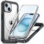 Удароустойчив калъф с подсилени ъгли и MagSafe за iPhone 15 Plus - черно